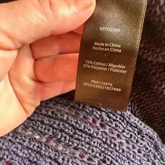 Rachel Zoe‎ large Navy blue open weave back and sleeve sweater. Worn once. - Picture 6 of 9